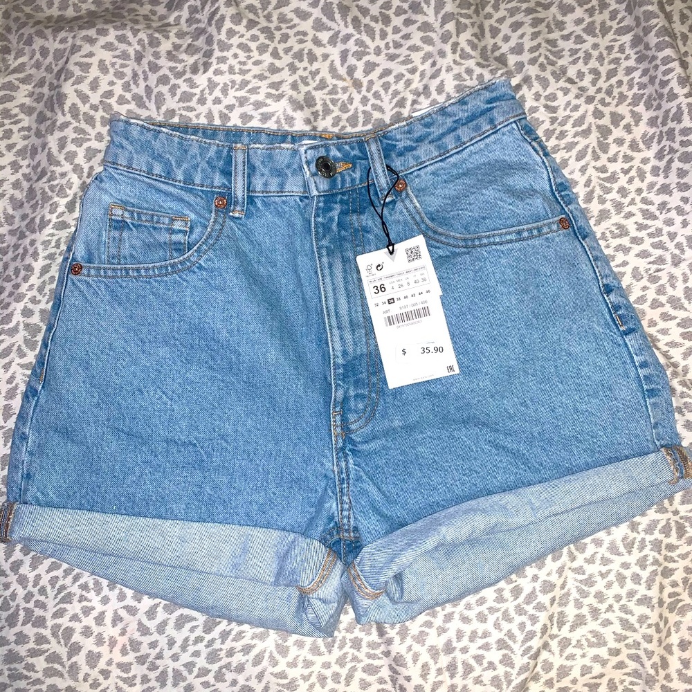 Zara mom fit jean shorts